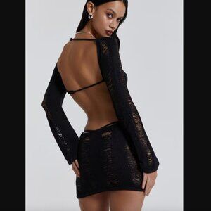 NWOT never worn Jaded London Black Umbra Shredded Mini Dress sz XS